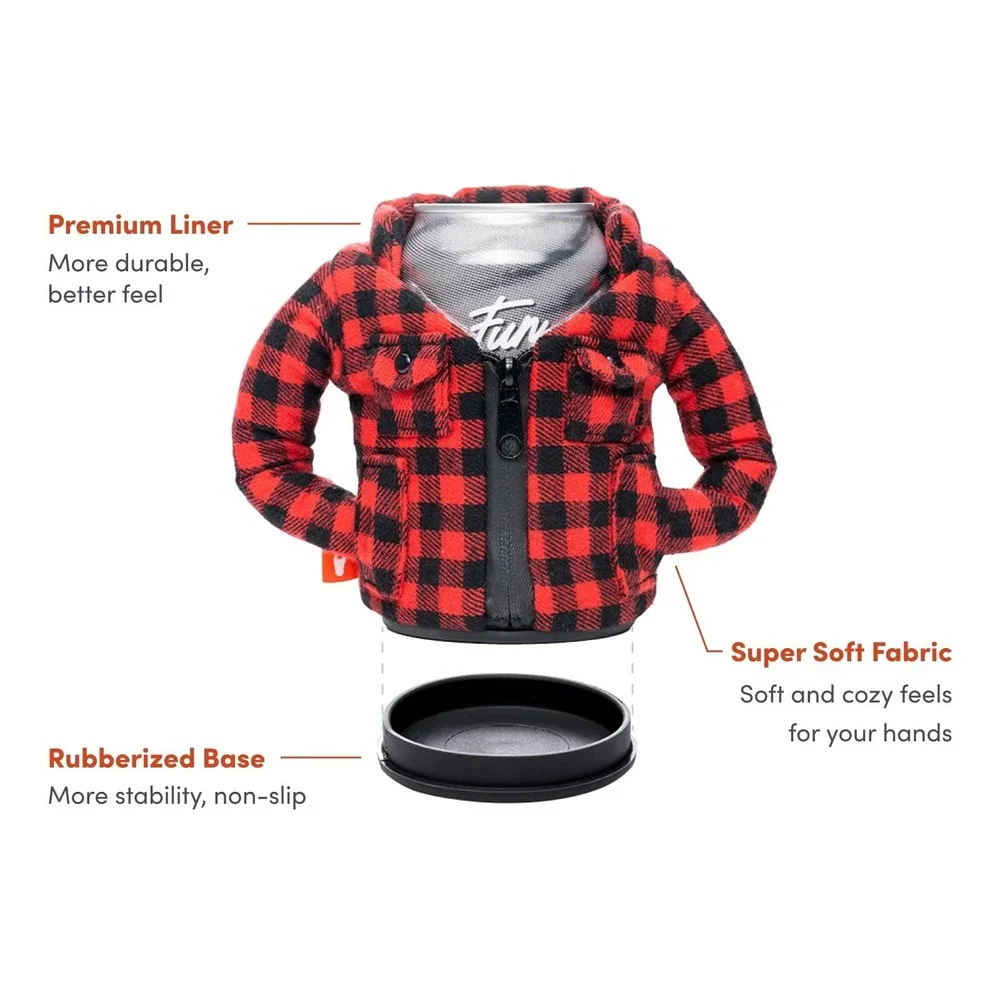 Puffin drinkwear Plaid‎ Pewter Flannel Jacket Shirt Drink Koozie The Lumberjack